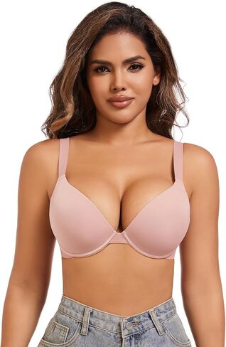 Women's Push Up Bra Underwire Support Deep V Sexy Comfort Everyday Bras in Saudi Arabia