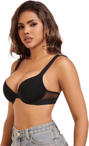 Women's Push Up Bra Underwire Support Deep V Sexy Comfort Everyday Bras in Saudi Arabia