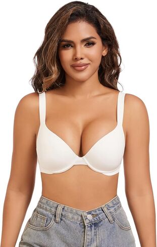 Women's Push Up Bra Underwire Support Deep V Sexy Comfort Everyday Bras in Saudi Arabia