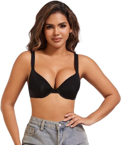 Women's Push Up Bra Underwire Support Deep V Sexy Comfort Everyday Bras in Saudi Arabia
