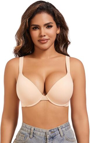 Women's Push Up Bra Underwire Support Deep V Sexy Comfort Everyday Bras in Saudi Arabia