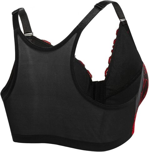 Plus Size Front Closure Lace Bra Wirefree Deep V Supportive Cross Back Bras in Saudi Arabia