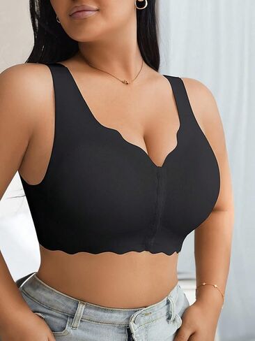 Plus Size Bra for Women, Front Closure, Wireless, Comfortable Full Coverage, Simple Wave Edge, Supportive Everyday Bra in Saudi Arabia