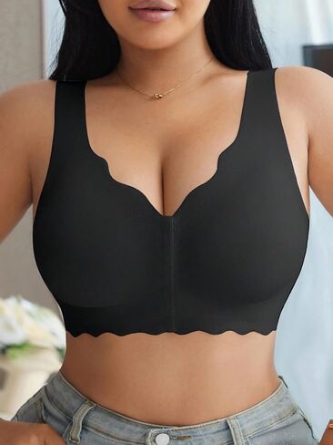 Plus Size Bra for Women, Front Closure, Wireless, Comfortable Full Coverage, Simple Wave Edge, Supportive Everyday Bra in Saudi Arabia
