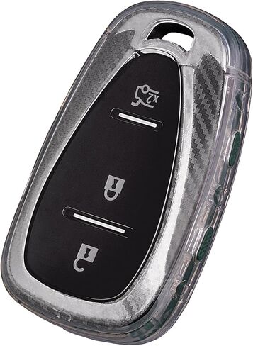 غطاء مفتاح TANGSEN Key Fob مصنوع من مادة TPU متوافق مع Chevy Blazer Camaro Cruze Equinox Malibu Sonic Traverse TRAX نسيج من ألياف الكربون الشفاف 3 4 5 أزرار غطاء مفتاح واقٍ in Saudi Arabia
