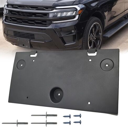 Front License Plate Frame Mounting Bracket Tag Holder Textured Black Fits for Ford Expedition 2022 2023 2024 Replace FO1068194 NL1Z17A385AA in Kuwait