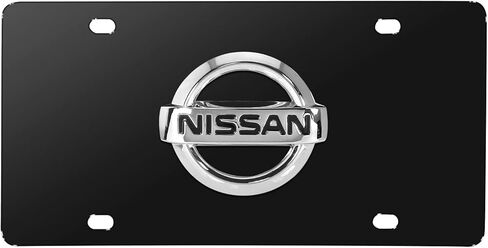 iPick Image for Nissan 3D Chrome Metal Logo Black Stainless Steel License Plate in Saudi Arabia