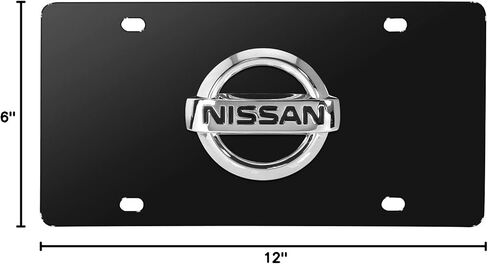 iPick Image for Nissan 3D Chrome Metal Logo Black Stainless Steel License Plate in Saudi Arabia