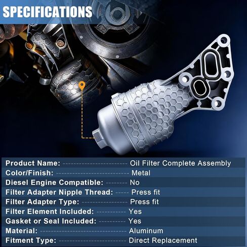 محول مجموعة مبيت فلتر الزيت من سوريلو مناسب لـ Genesis G80 لشركة Hyundai Genesis Palisade لكيا كادينزا سيدونا سورينتو تيلورايد 2.4L 3.3L 3.8L V6- استبدال 26300-3LAA0 263003LAA0 in Kuwait