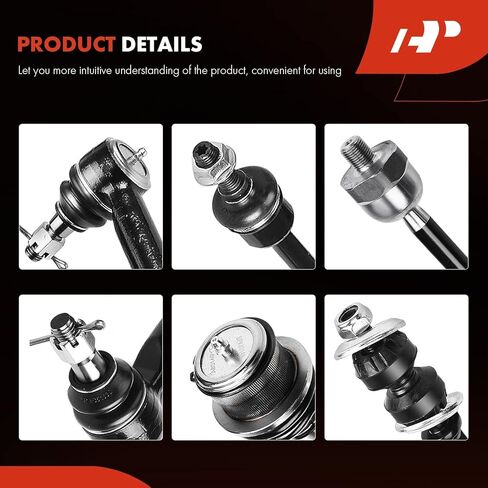 مجموعة A-Premium مكونة من 8 قطع، رابط قضيب أمامي، وصلة كروية سفلية، نهاية قضيب ربط خارجي داخلي، متوافق مع Ford F-150 2005-2006، 4WD in Saudi Arabia