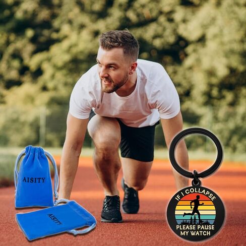 Aisity Runner Gifts for Men Track And Field Running Keychain Gifts for Runners Men Teenager Marathon Fitness Runner Track Athletes Cool Running Cross Country Gift for Him in Kuwait
