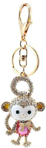 YONGYAN Rhinestone Monkey Cute Keychain Charm Car Keyring Crystal Bag Pendant Animal Handbag Accessories for Women, Pink in Saudi Arabia