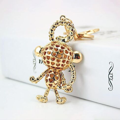YONGYAN Rhinestone Monkey Cute Keychain Charm Car Keyring Crystal Bag Pendant Animal Handbag Accessories for Women, Pink in Saudi Arabia