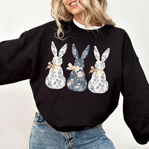 Floral Bunny Sweatshirt Coquette Easter Spring Crewneck Easter Gift in Saudi Arabia