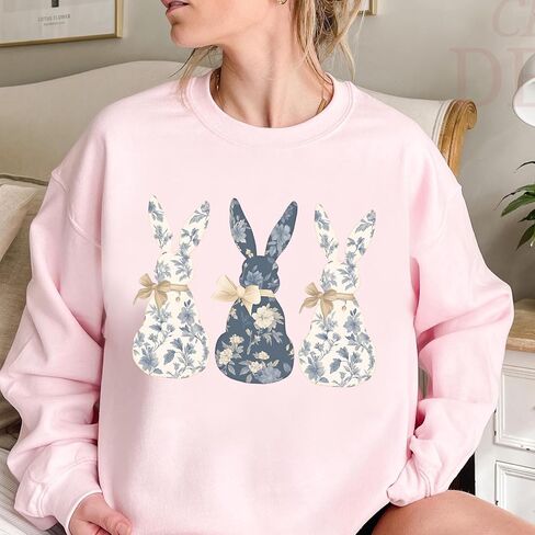 Floral Bunny Sweatshirt Coquette Easter Spring Crewneck Easter Gift in Saudi Arabia