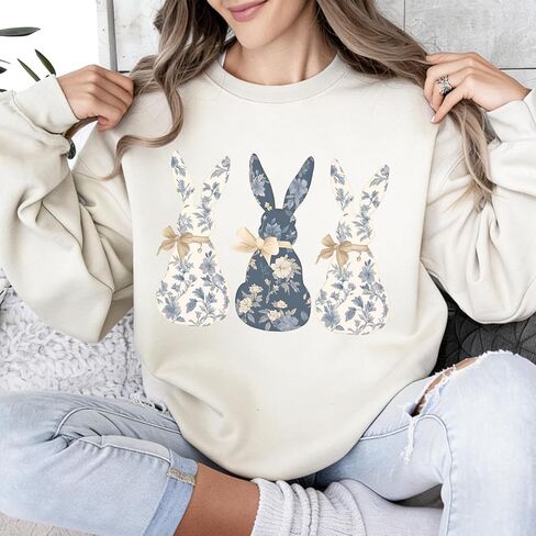 Floral Bunny Sweatshirt Coquette Easter Spring Crewneck Easter Gift in Saudi Arabia
