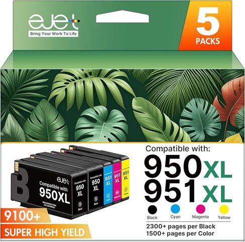 ejet 950XL and 951XL Ink Cartridges Combo Pack 5 Pack Compatible for HP 950 951 Ink Cartridges Combo Pack Use for OfficeJet Pro 8600 8610 8620 8625 8100 8630 276DW 251DW, Black Cyan Magenta Yellow in Kuwait
