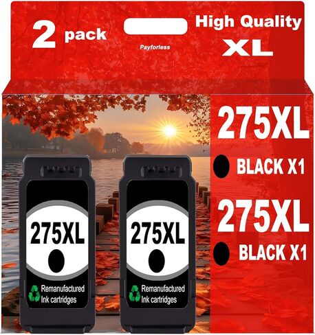 خراطيش حبر PayForLess 275XL لطابعات Canon لحبر Canon 275 الأسود PG275XL لحبر الطابعة PIXMA TS3722 TR4720 TS3700 TS3522 TS3500 TR4700 TR4722 TS3720 (2 أسود) in Kuwait