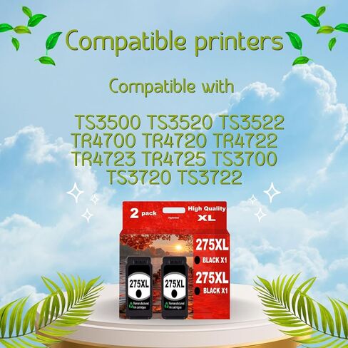 خراطيش حبر PayForLess 275XL لطابعات Canon لحبر Canon 275 الأسود PG275XL لحبر الطابعة PIXMA TS3722 TR4720 TS3700 TS3522 TS3500 TR4700 TR4722 TS3720 (2 أسود) in Kuwait