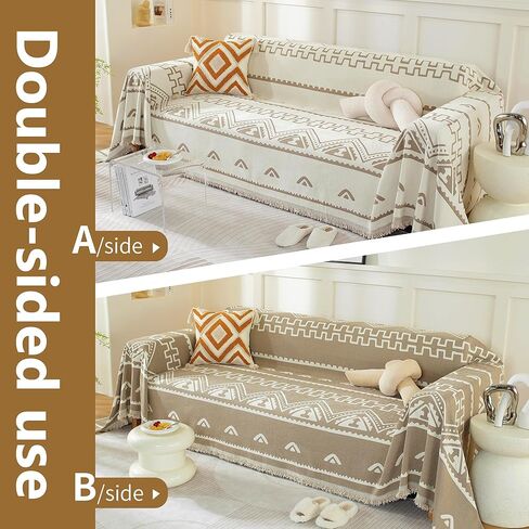 Boho Couch Cover Blanket Reversible, Chenille Sofa Covers with Tassel,Loveseat Covers for Living Room,Office in Saudi Arabia