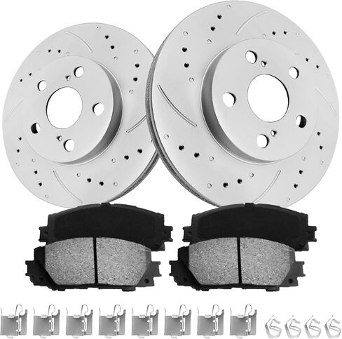 Front Automotive Replacement Brake Kit, Brake Rotors Brake Pads Compatible with 2010-2015 Toyota Prius, 2012-2015 Toyota Prius Plug-In, 2011-2017 Lexus CT200h|Geomet Coated|255mm(10in) in Saudi Arabia