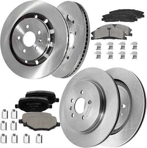 مجموعة فرامل أمامية وخلفية 13.86 بوصة من ALLCOMBO لـ 2013 2014 2015 2016 2017 2018 2019 Lincoln MKT Ford Taurus, 2015 2016 2017 2018 2019 Explorer Flex تنفيس دوارات الفرامل ومنصات السيراميك in Saudi Arabia