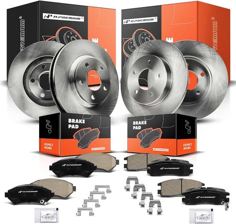 A-Premium Front and Rear Drilled and Slotted Disc Brake Rotors + Ceramic Pads Kit Compatible with Select Chevrolet & Oldsmobile Models - Impala 2000-2005, Monte Carlo 2000-2005, Intrigue, 12-PC Set in Saudi Arabia