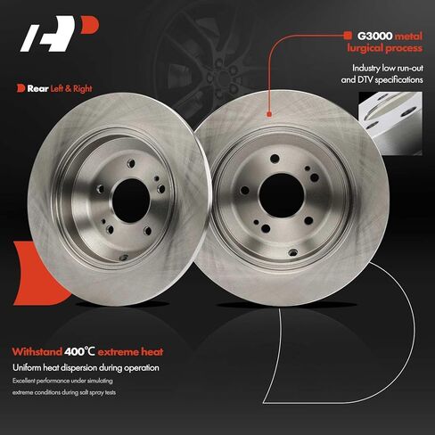 A-Premium 12.36 inch (314mm) Rear Solid Disc Brake Rotors + Ceramic Pads Kit Compatible with Select Hyundai and Kia Models - Genesis 2010-2016, K900 2017, 6-PC Set in Saudi Arabia