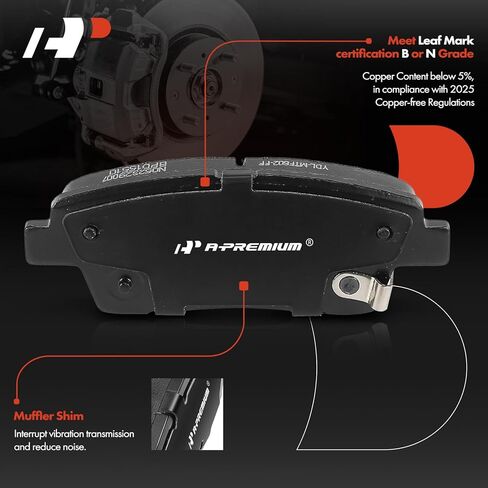 A-Premium 12.36 inch (314mm) Rear Solid Disc Brake Rotors + Ceramic Pads Kit Compatible with Select Hyundai and Kia Models - Genesis 2010-2016, K900 2017, 6-PC Set in Saudi Arabia