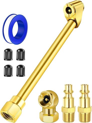 5-Pack Dual Head Air Chuck Kit, 1/4 Inch FNPT Closed Ball Tire Chuck with 360° Swivel Quick Plug, 2-Way Connection Tire Air Fill Kit for Tire Inflator Gauge & Air Compressor Accessories in Kuwait