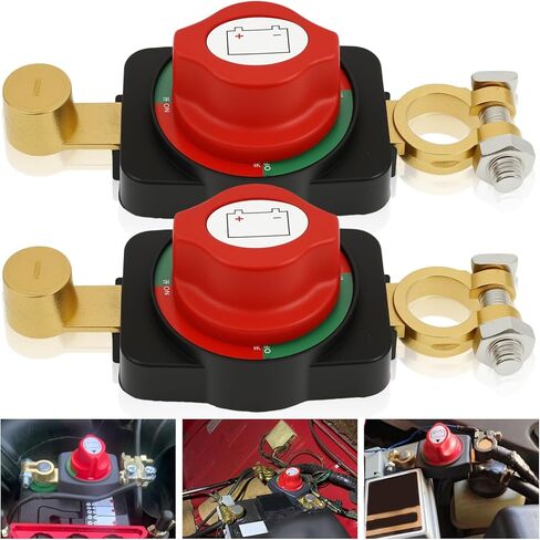 2PCS Battery Disconnect Switch Top Post, Battery Cut Off Switch 12-48V Heavy Duty Circuit Isolator Switches Quick Disconnect for Car, RV, Boat, Truck(2 PCS,Gules) in Kuwait