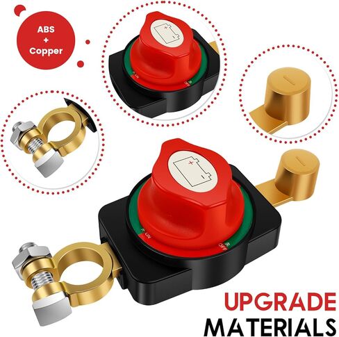 2PCS Battery Disconnect Switch Top Post, Battery Cut Off Switch 12-48V Heavy Duty Circuit Isolator Switches Quick Disconnect for Car, RV, Boat, Truck(2 PCS,Gules) in Kuwait