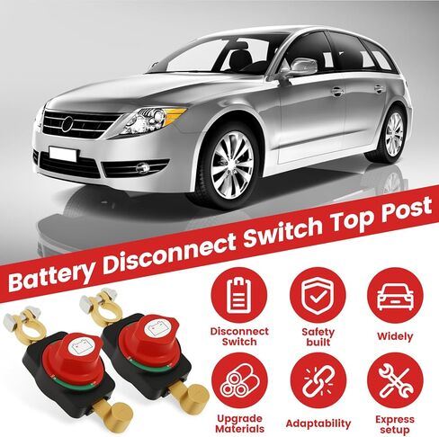 2PCS Battery Disconnect Switch Top Post, Battery Cut Off Switch 12-48V Heavy Duty Circuit Isolator Switches Quick Disconnect for Car, RV, Boat, Truck(2 PCS,Gules) in Kuwait