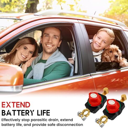 2PCS Battery Disconnect Switch Top Post, Battery Cut Off Switch 12-48V Heavy Duty Circuit Isolator Switches Quick Disconnect for Car, RV, Boat, Truck(2 PCS,Gules) in Kuwait