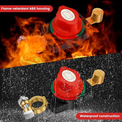 2PCS Battery Disconnect Switch Top Post, Battery Cut Off Switch 12-48V Heavy Duty Circuit Isolator Switches Quick Disconnect for Car, RV, Boat, Truck(2 PCS,Gules) in Kuwait