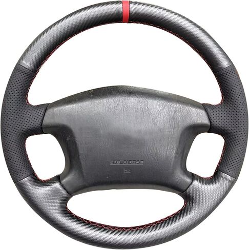 غطاء عجلة القيادة من الجلد الطبيعي الأسود لسيارة Toyota 4Runner Corolla 1998-2002 / Camry 1997-2001 / Sienna 1998-2003 / Tundra 2000 ملحقات مخصصة تناسب أجزاء OEM الداخلية المخيطة يدويًا in Kuwait