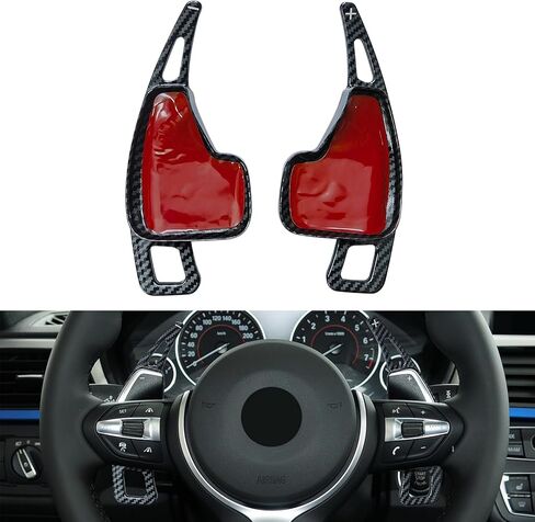 Steering Wheel Paddle Shifter Extension for BMW X3 X5 X1 X4 X6 X2 2 3 4 Series F30 F31 F15 F16 F25 F26 F Series Accessories, Steering Wheel Paddle Shifters Cover(ABS-Carbon Fiber Pattern) in Kuwait