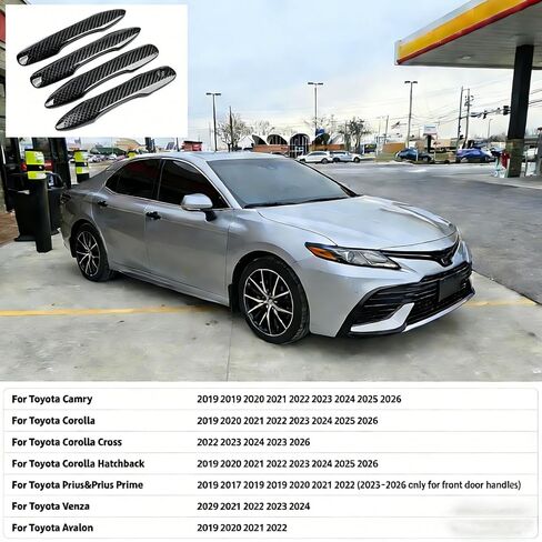 غطاء حماية لمقبض باب السيارة متوافق مع Toyota 2018-2020 2021 2022 2023 2024 2025 2026 Camry 2019-2026 Corolla 2019-2022 Avalon 2016-2026 Prius 2020-2024 Venza Accessories (كربون) in Kuwait