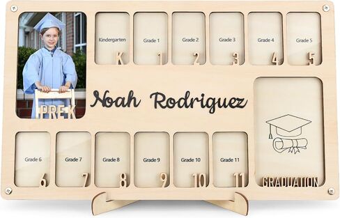 School Picture Frame Pre-K to 12, Personalized School Years Photo Frame K-12, Custom Wooden Grade Graduation Photo Name Frame in Kuwait