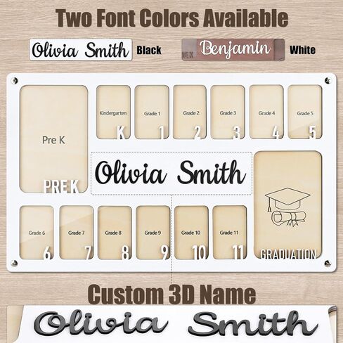 School Picture Frame Pre-K to 12, Personalized School Years Photo Frame K-12, Custom Wooden Grade Graduation Photo Name Frame in Saudi Arabia