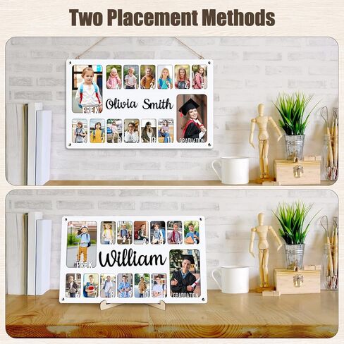 School Picture Frame Pre-K to 12, Personalized School Years Photo Frame K-12, Custom Wooden Grade Graduation Photo Name Frame in Saudi Arabia