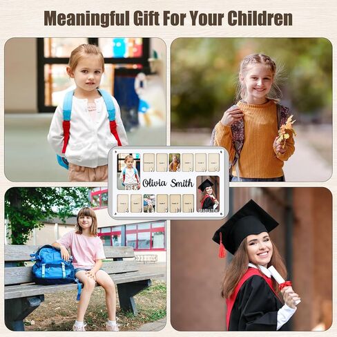 School Picture Frame Pre-K to 12, Personalized School Years Photo Frame K-12, Custom Wooden Grade Graduation Photo Name Frame in Saudi Arabia