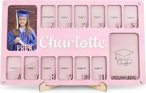 School Picture Frame Pre-K to 12, Personalized School Years Photo Frame K-12, Custom Wooden Grade Graduation Photo Name Frame in Saudi Arabia