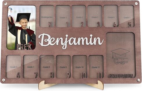 School Picture Frame Pre-K to 12, Personalized School Years Photo Frame K-12, Custom Wooden Grade Graduation Photo Name Frame in Saudi Arabia