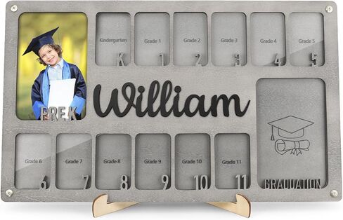 School Picture Frame Pre-K to 12, Personalized School Years Photo Frame K-12, Custom Wooden Grade Graduation Photo Name Frame in Saudi Arabia