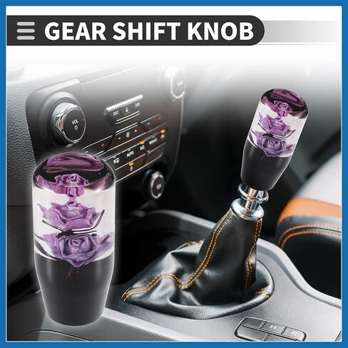 Universal Car Gear Shift Knob, Manual Automatic Stick Gear Shifter Knob, Acrylic, Purple, 1 Set Item Replacement in Saudi Arabia
