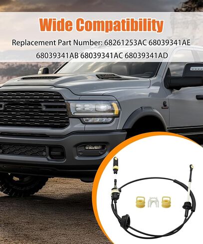 68261253AC Automatic Transmission Shifter Cable with Repair Kit Fits for Ram 2500 2012-2018,for Ram 3500 2011-2023,for Ram 4500 2011-2015,for Ram 5500 2011-2015,Replaces 68039341AE,68039341AB in Kuwait