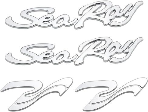 4pcs Sea Ray Searay SR Wave Script etters Boat Nameplate Emblems 3D Badge Sticker (Chrome) in Kuwait