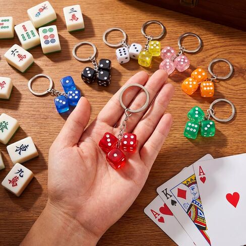 Nosiny 8 Pcs Dice Keychain Dice Bag Charm Colorful Casino Night Keychains Party Favor for Women Bag Purse Wallet Car Keyring Jewelry Birthday Poker Party Game Supplies in Saudi Arabia