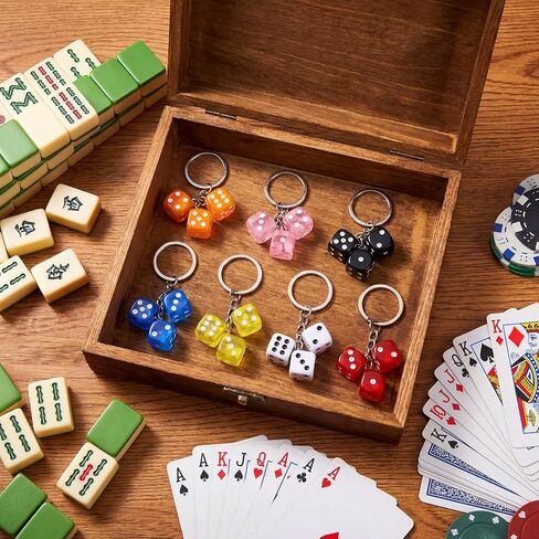 Nosiny 8 Pcs Dice Keychain Dice Bag Charm Colorful Casino Night Keychains Party Favor for Women Bag Purse Wallet Car Keyring Jewelry Birthday Poker Party Game Supplies in Saudi Arabia